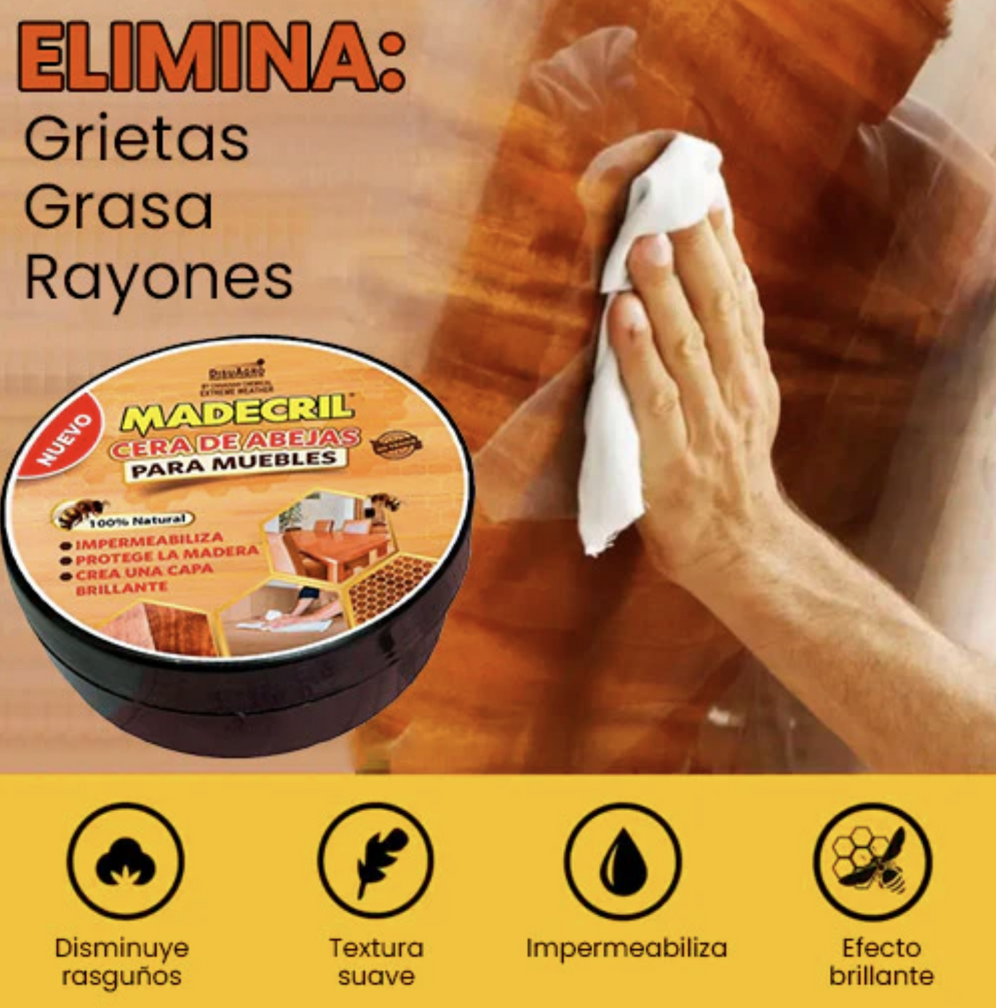 Cera restauradora y abrillantadora de madera 200 grs